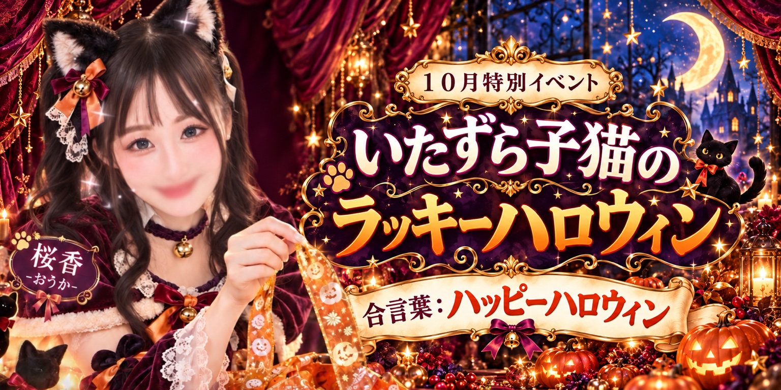 １０月特別イベント いたずら子猫のラッキーハロウィン。合言葉：ハッピーハロウィン